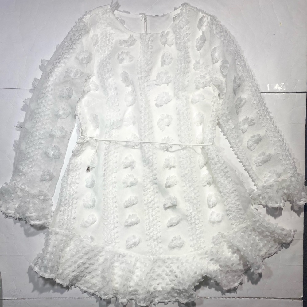 Indikah By Angel Biba White Fairy/Cottage Core Ruffle Chiffon Dress NWT Size M - Picture 2 of 15